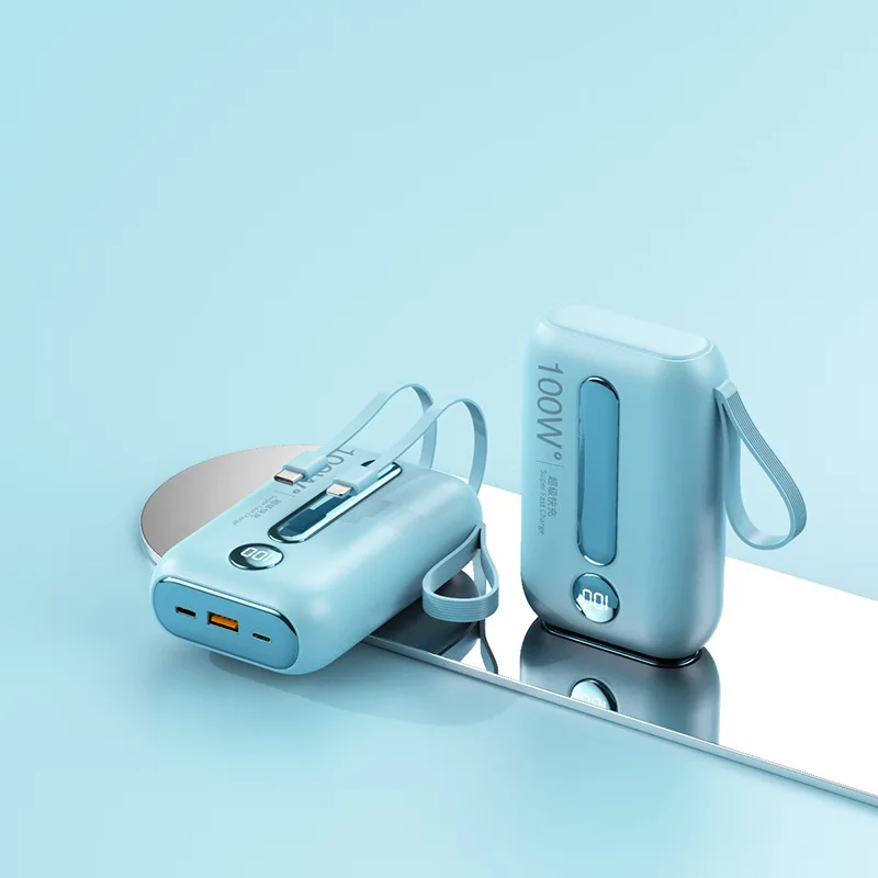 Super Fast Charging with Its Own Cable Power Bank 20000mAh Large Capacity Mini Portable Compact Mobile Power Supply