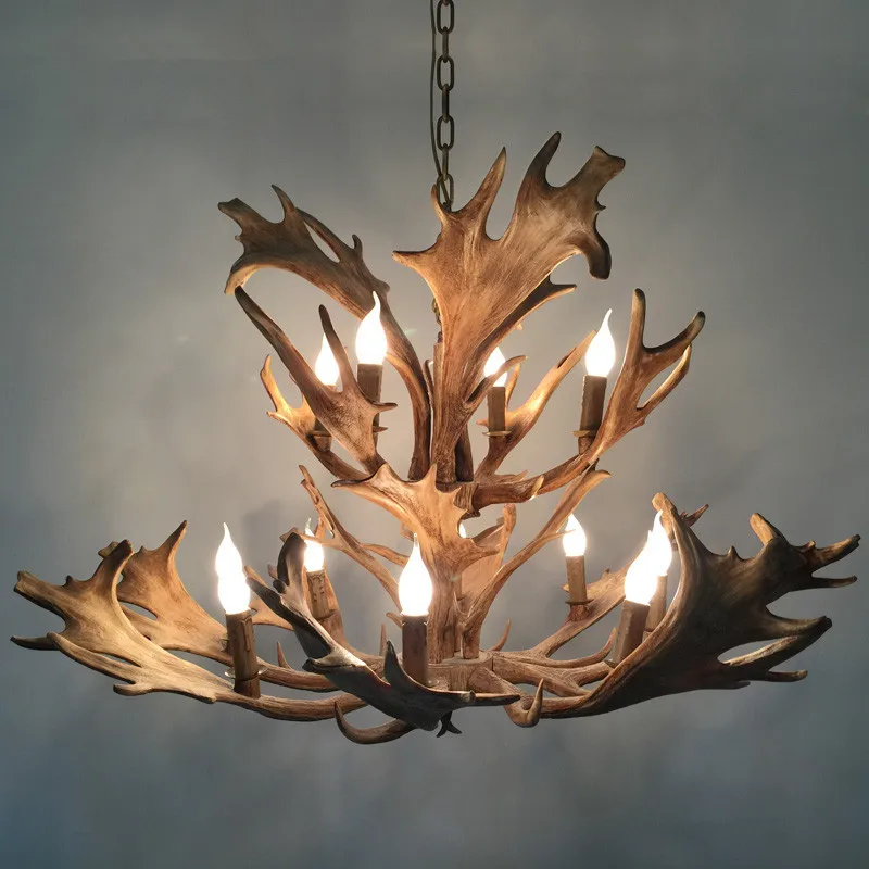 Antlers, American, pastoral, creative, retro, chandelier, Nordic, minimalist, living room