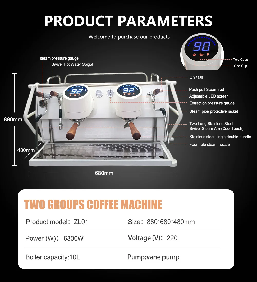 Italian 2 Head Style Automatic Espresso Coffee Machine Commercial Espresso Coffee Makers Machine for Restaurant,coffee Shop