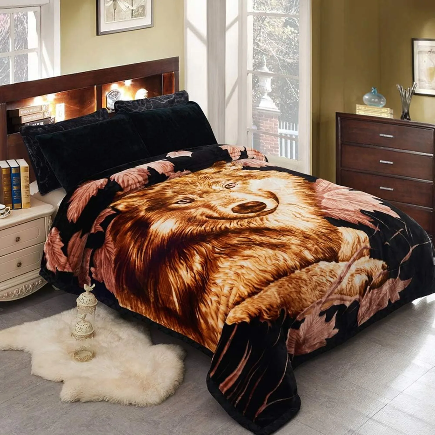 Heavy Fleece Blanket King Size, Korean Mink 2 Ply 10 Pounds Plush Bed Blanket - Sliky Soft, A&B Printed