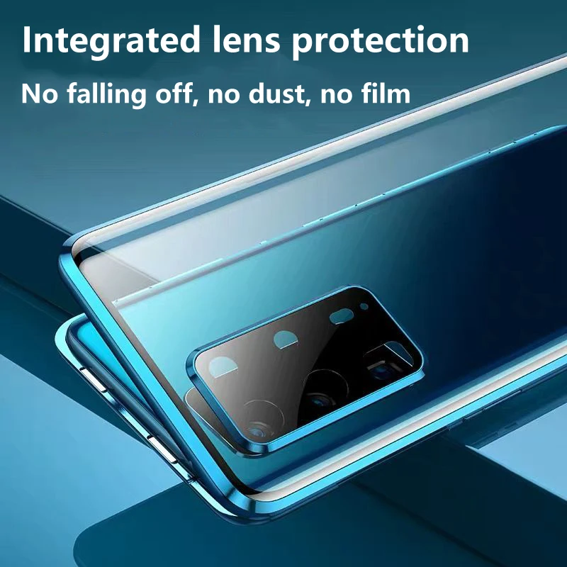 Magnetic Double Sided Glass Webcam Full Case For Huawei Mate P40 P30 40 30 Nova 8 7 6 SE Pro Lite Rear Lens Protective Cover