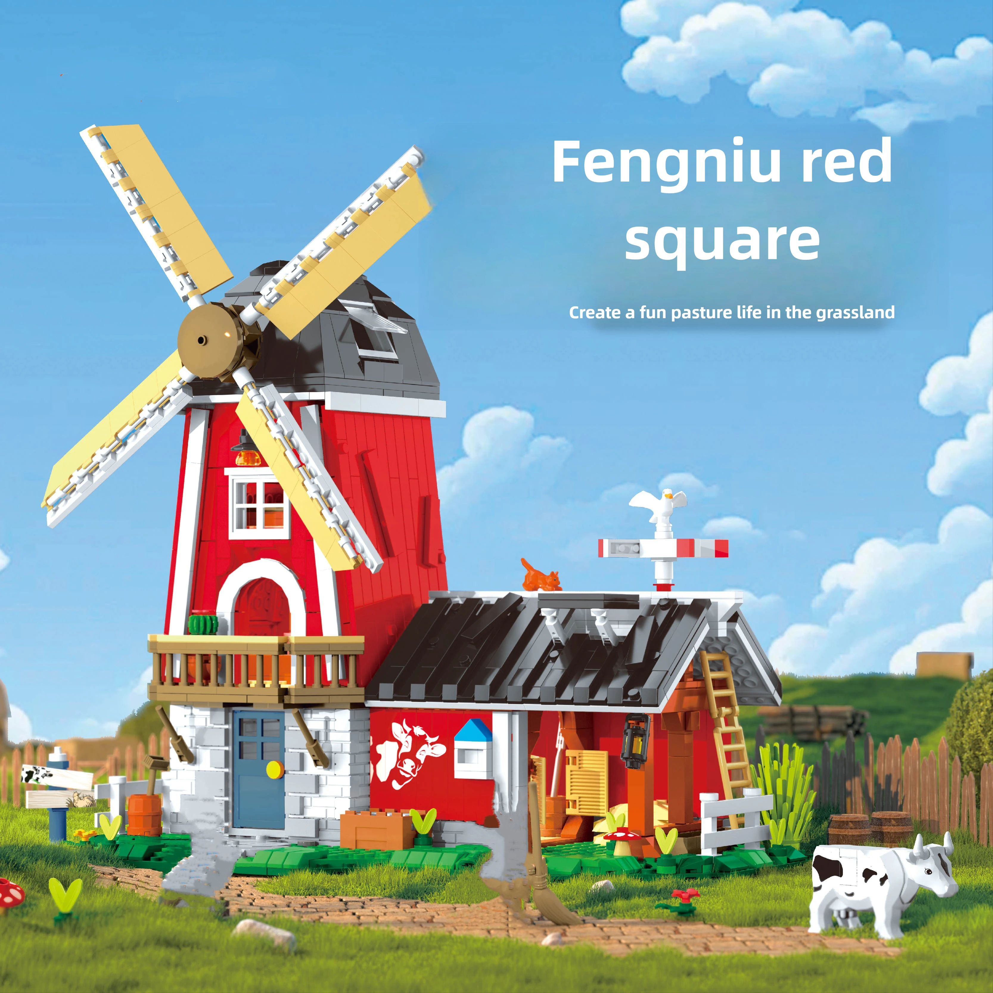 

MOC Creative Farm Series Cow Workshop Building Blocks Model Decoration Toys Male And female House Street Scene Bricks Toys Gifts