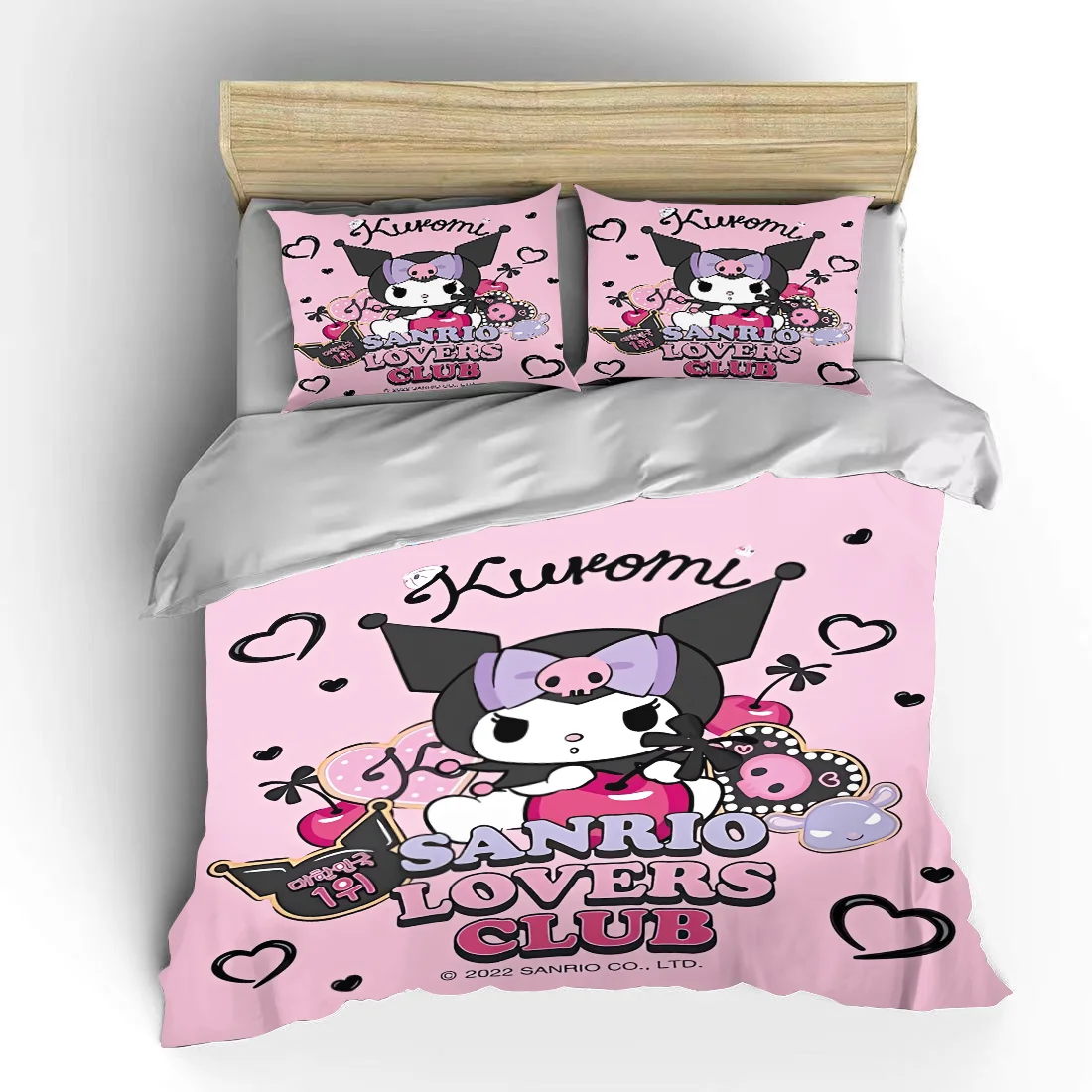 

Sanrio Kuromi Fashion Bedding Set Children 3 Pieces Set King Size Baby Bed Set US Twin Adult Bed Cover Bedroom Decor Duvet Gift