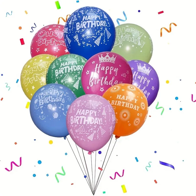 20 Stück 12 Zoll Farbige Latexballons mit Aufdruck "Happy Birthday" Geeignet zur Dekoration von Geburtstagsfeiern