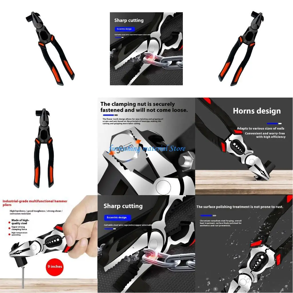 

Y5GD Multi Function Electrical Pliers Goat Head Jaw Ergonomic Handle Corrosion Resistant Material