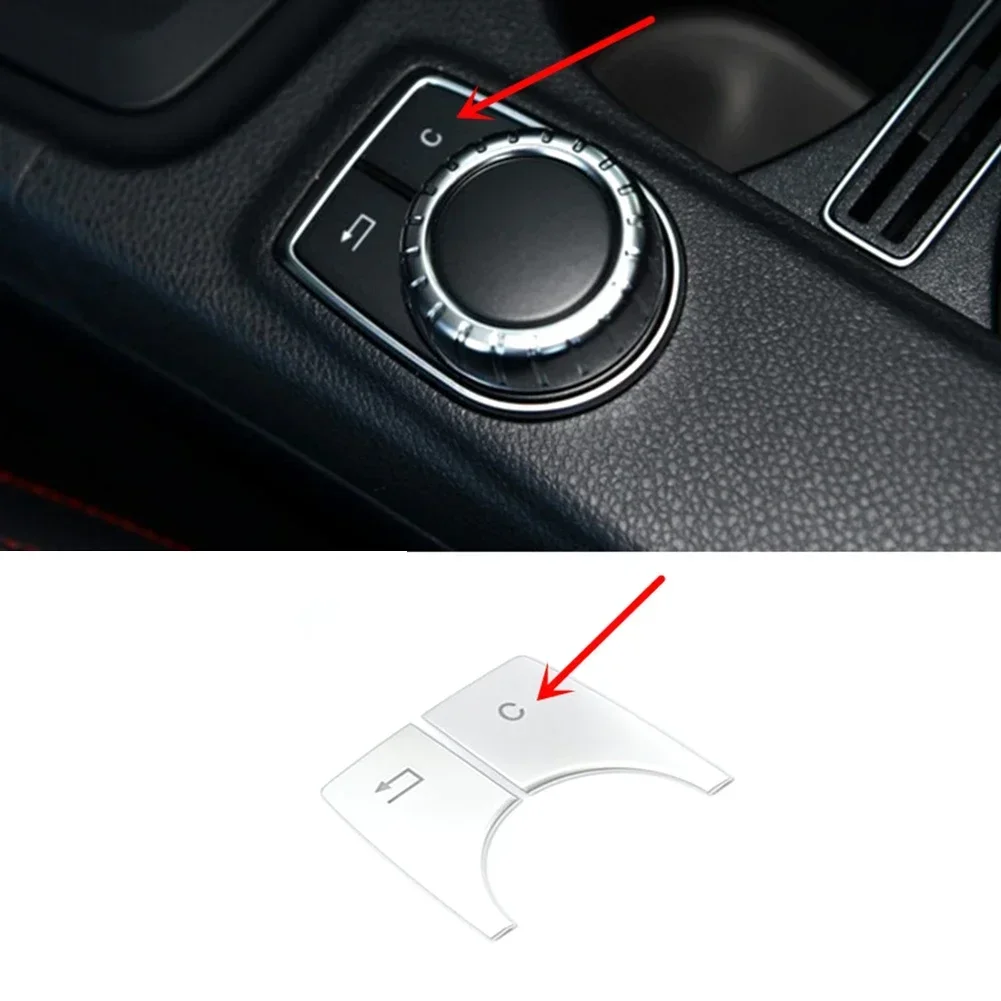

2PCS Car Multimedia Button Trim Silver Decals For Mercedes GLA X156 15-19 For CLA C117/A Class W176 13-18 For B Class W246 12-19