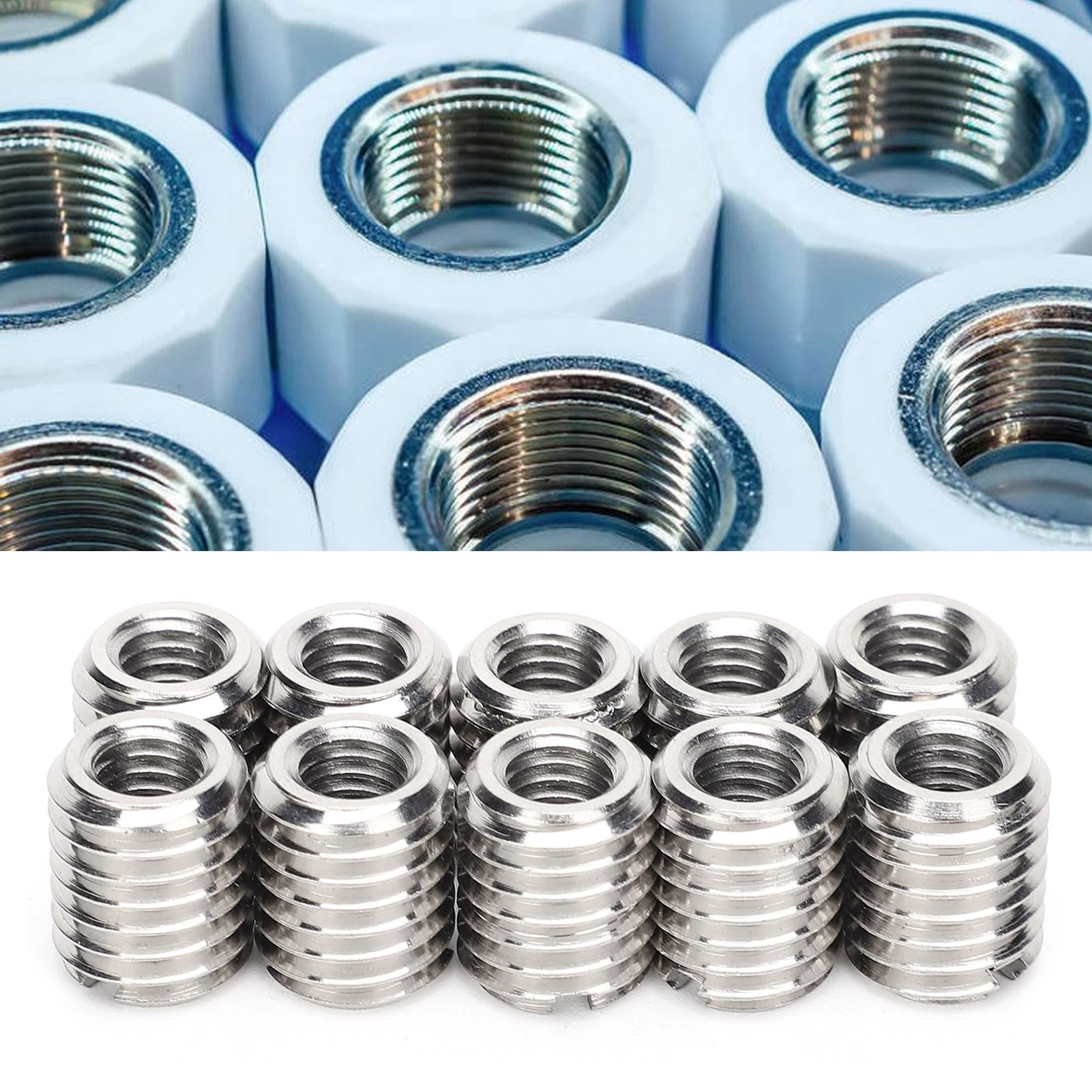 10 peças porca de inserção reduzindo reparação m6x1.0 fêmea e m10x1.5 ferramenta de extensão de rosca macho