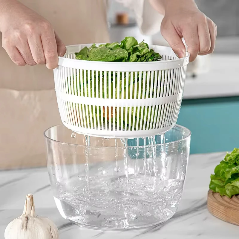 Salad Spinner Large Lettuce Spinner  Vegetable Washer, High Efficiency for Kitchen Washing & Drying Leafy Vegetables Easy Press