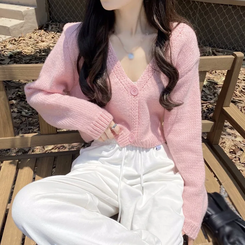 V Neck Casual Fashion Long Sleeves Sweater Women\'s Cardigan Spring Autumn