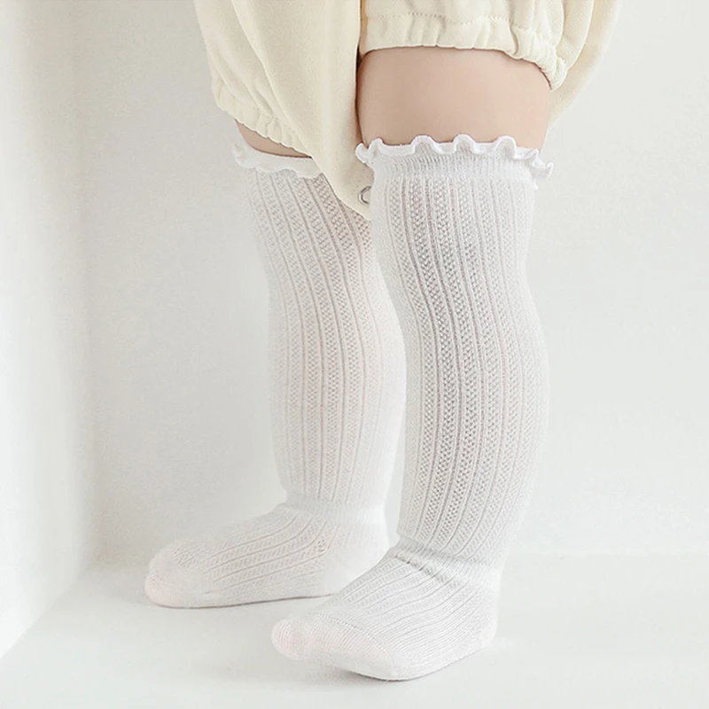 Chaussettes d'Été pour Bébé Fille et Garçon, en Coton Doux, sulf, Espagnoles, à Hauteur du Genou, à Volants