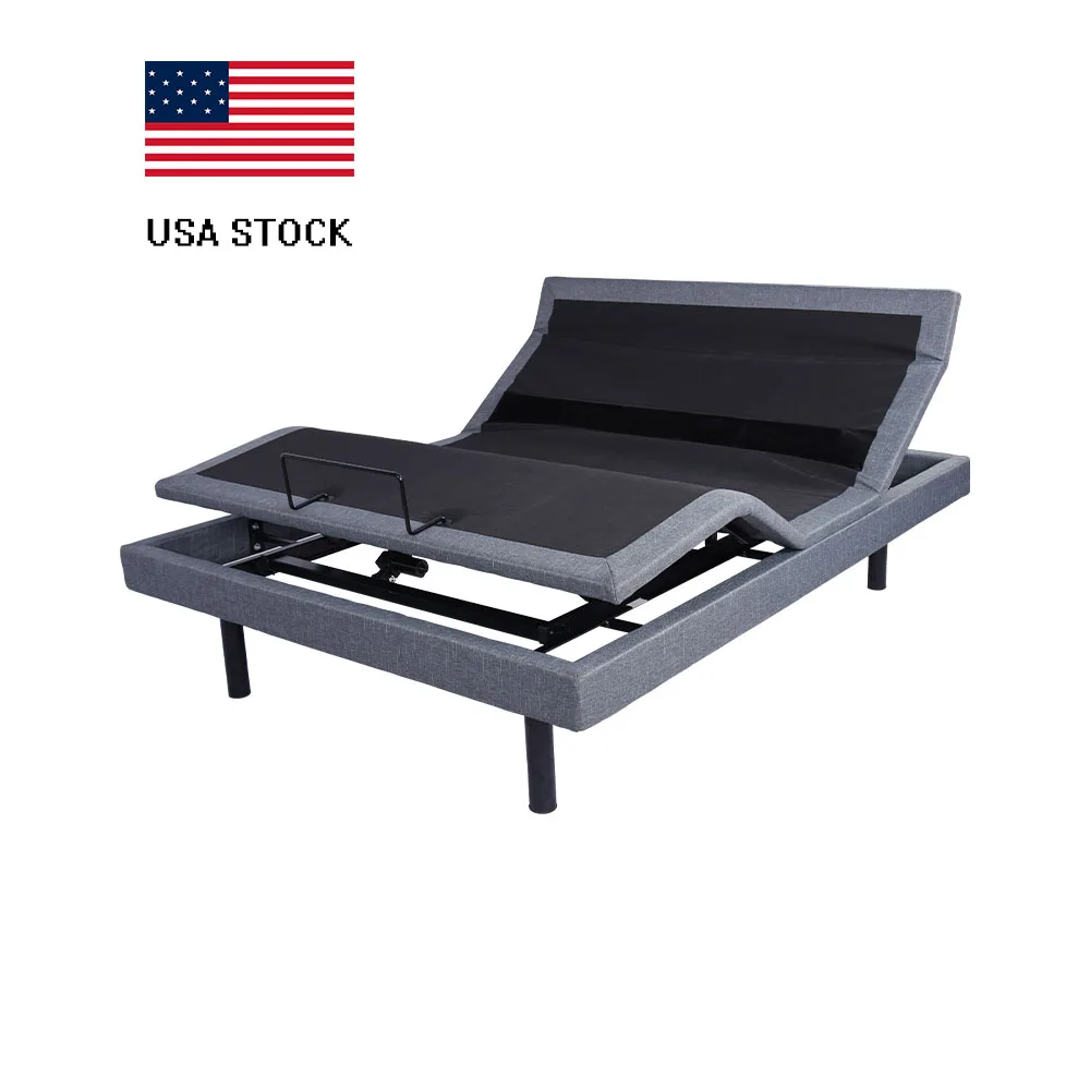 Tecforcare Usa In Stock Warehouse Queen King Size Adjustable Back Support Bed Frame With Massage Metal Bed Bases