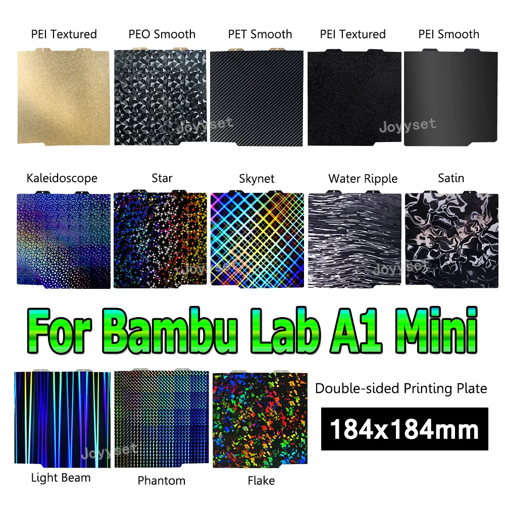 

Черный лист PEI для Bambu Lab A1 Mini, сборная пластина PEO PET PER Plate, двухсторонний пружинный стальной лист для Bambulabs Bamboo A1 Mini