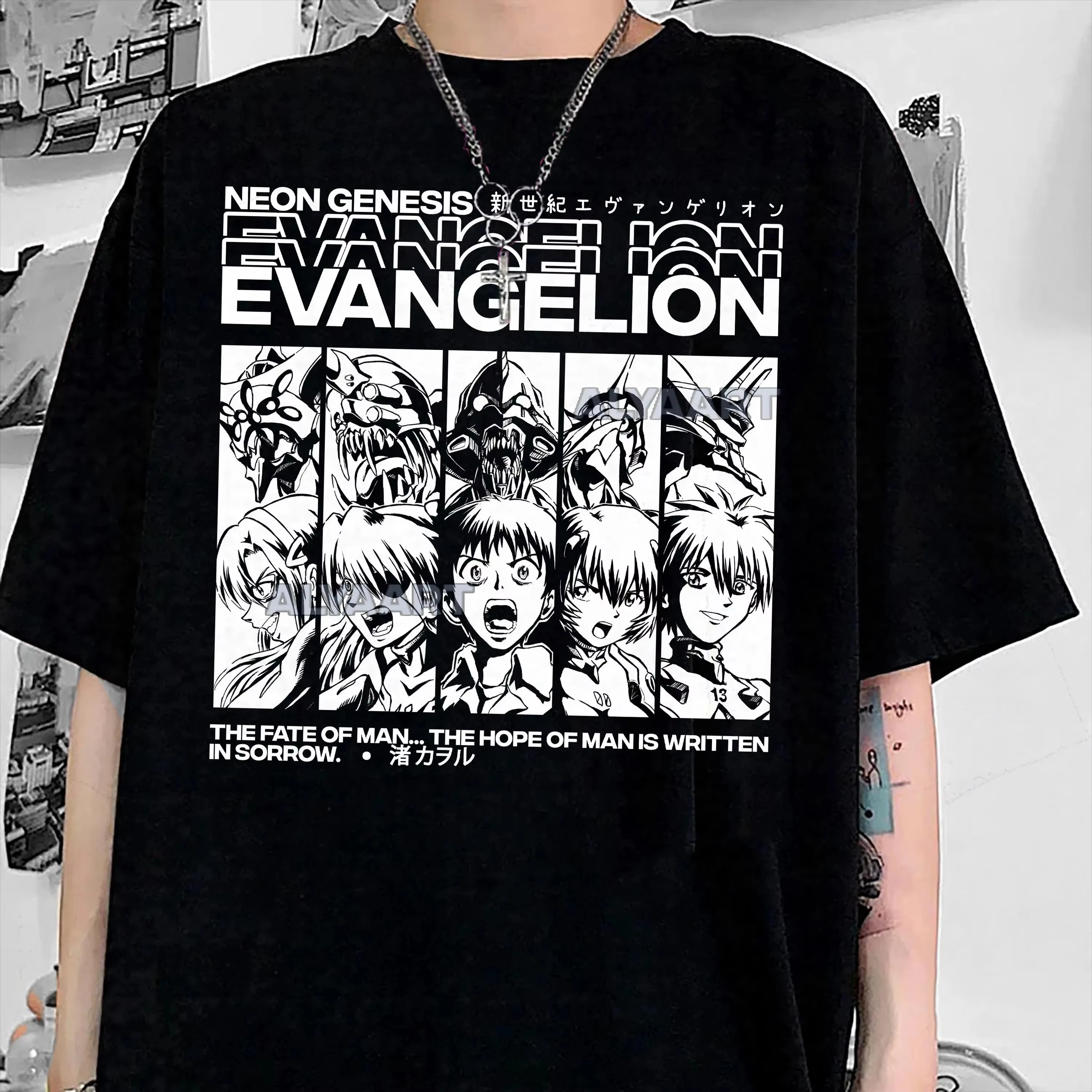 Neon Genesis Evangelion Anime EVA Printed T-shirt Men's and Women's T-shirt Men's Top Sports T-shirt Men's T-shirt Harajuku Tee
