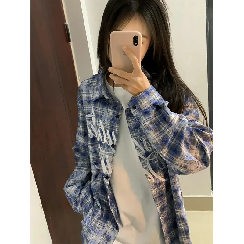 American High Street brodé Plaid femmes printemps automne mince décontracté Protection solaire conception Unique irt Jaet