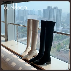 Ods Show Legs Over The Knee Women's Boots Stretch Fabrics Comfortable Sexy High Heel Long Boots Autumn Winter Female Shoes 41 42