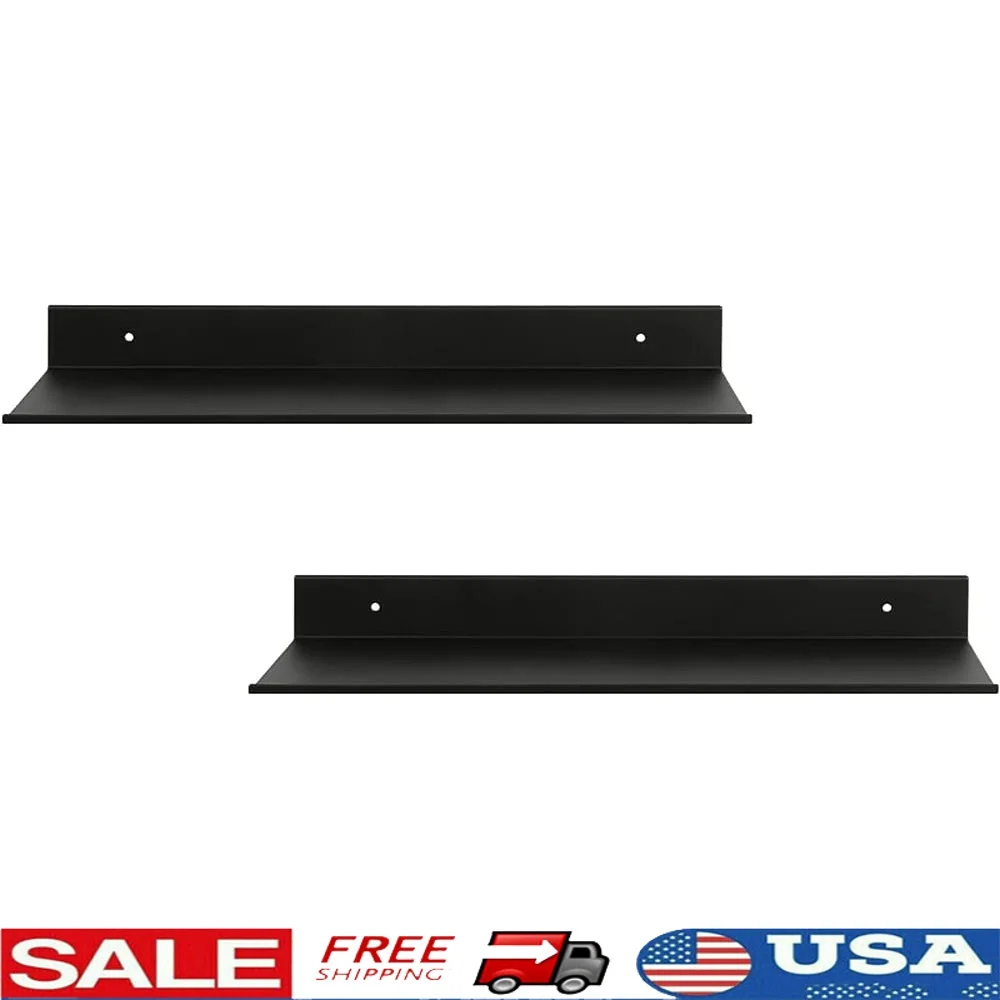 

Алюминиевые плавающие полки Настенная полка для ванной комнаты Металлическая полка для дисплея Простая установка Современный дизайн 2 упаковки Максимальная нагрузка 16 дюймов 4 кг