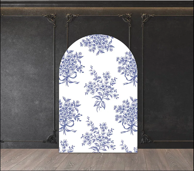

Mehofond Custom 2-Sided Blue Floral Mexican Theme Birthday Party Baby Shower Covers Chiara Arch Background Decor Backdrop Photo
