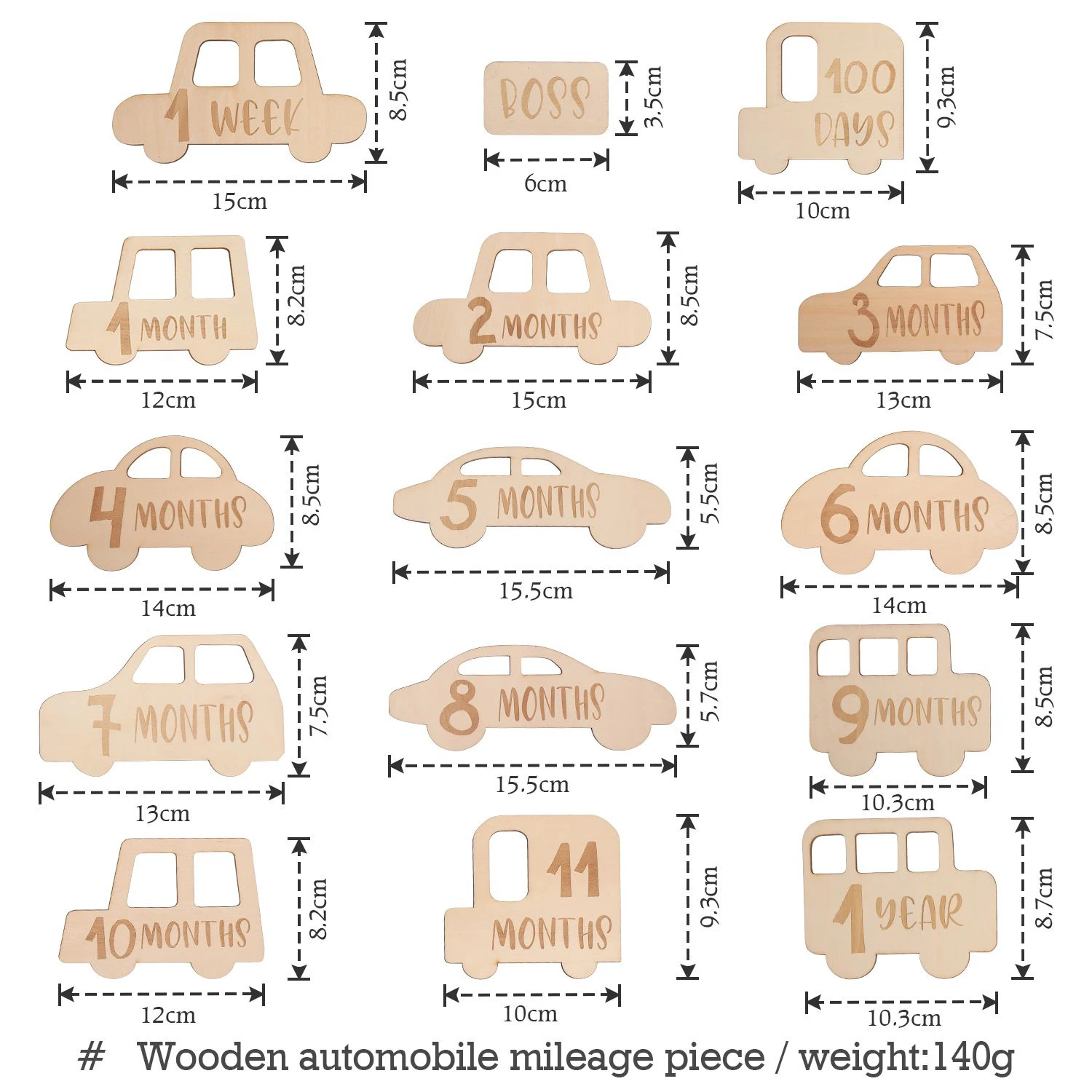 Tarjetas de hitos mensuales de madera para bebé, marcadores de embarazo, accesorios de fotografía para recién nacidos