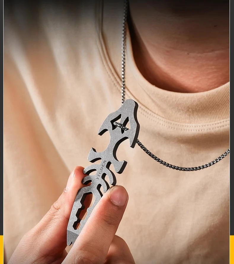 

New TC4 Titanium Alloy Small Pry Bar with Hanging Hole Bottle Opener Wrench Pry Bar Multifunctional Outdoor EDC Accessories