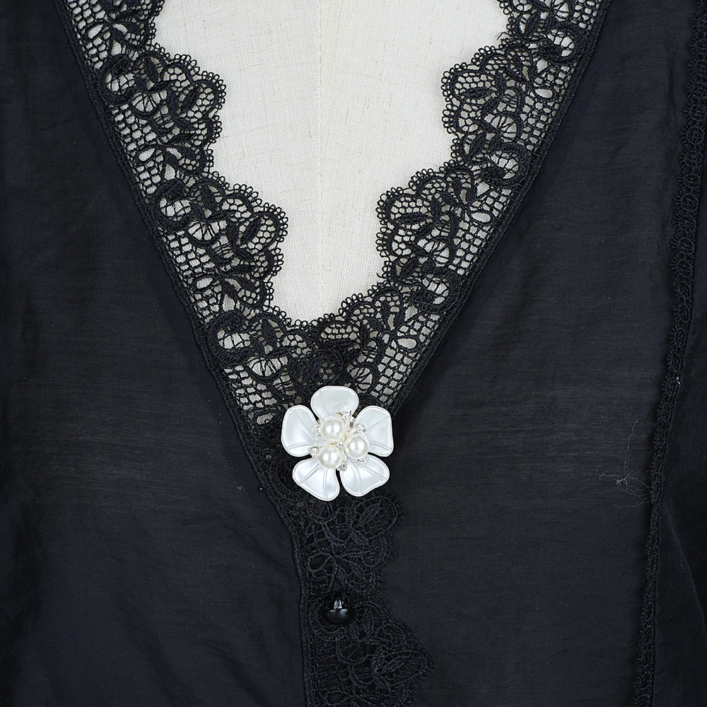 ICEYY تقليد قذيفة اللؤلؤ خمسة البتلة زهرة قميص كم زر أنيقة النحاس أزرار أكمام غطاء أزرار الملحقات للنساء #5