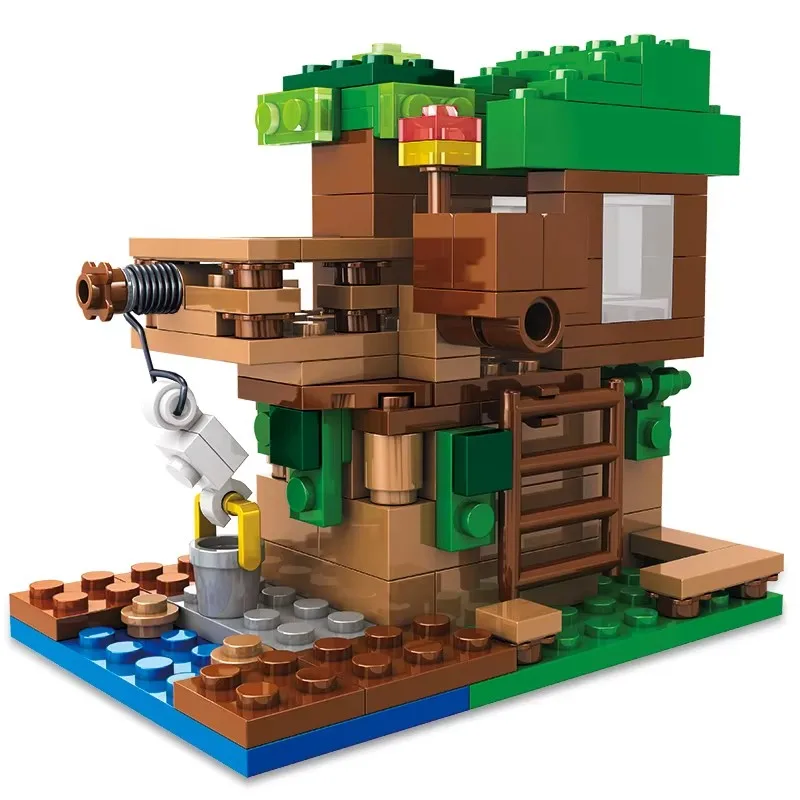 

My World Tree House Building Blocks Set - Children's DIY Bricks Toy Gift with 3 Mini Figures 1 Bag