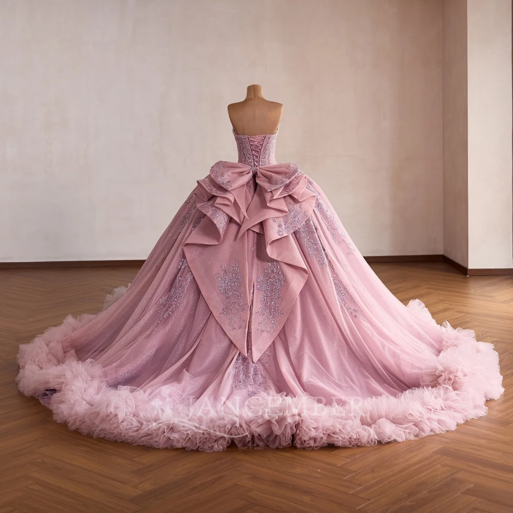 New Sweet Pink Quinceanera Dress 2026 Ball Gown Lace Sweet 16 Dress Birthday Dress Organza Customized vestido de 15 quinceañera