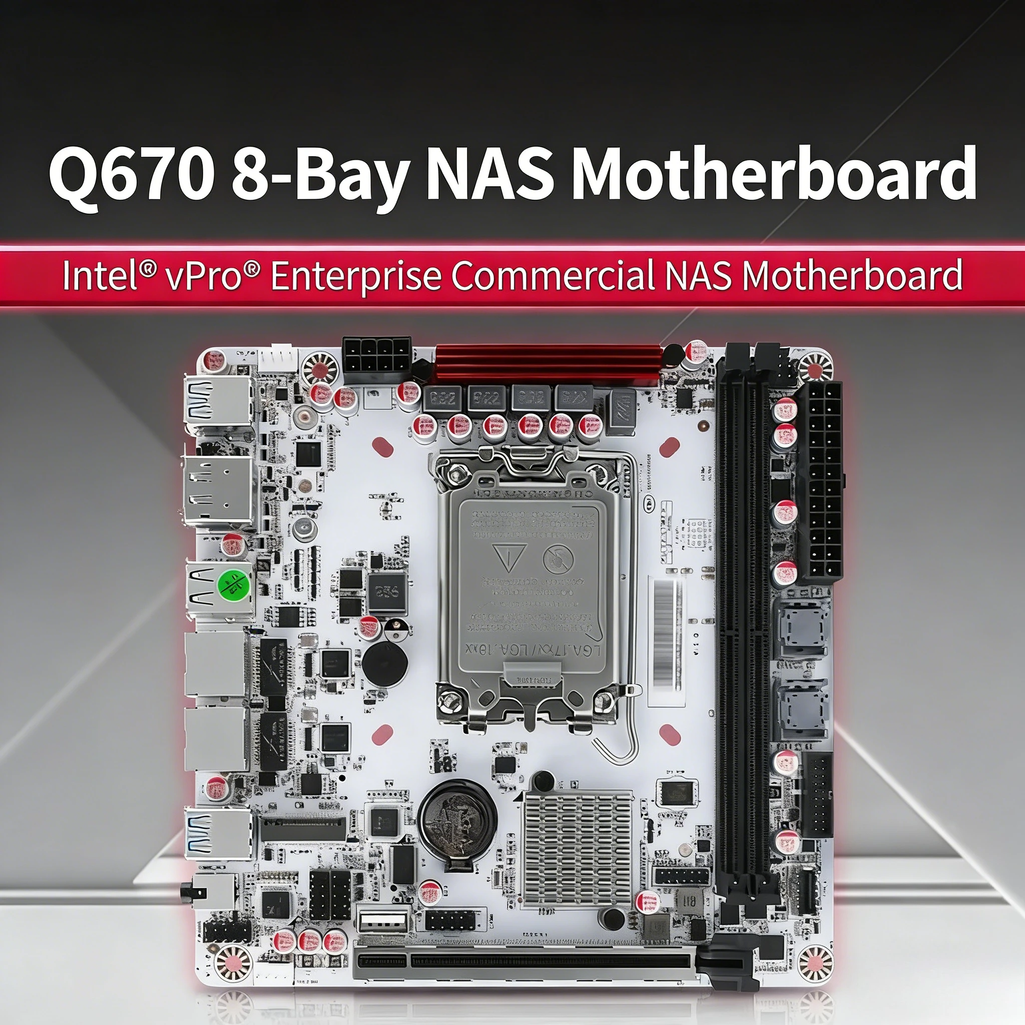 Dual LAN 8-Bay NAS Motherboard with vPro Remote BIOS for Home & Business Storage Server DIY