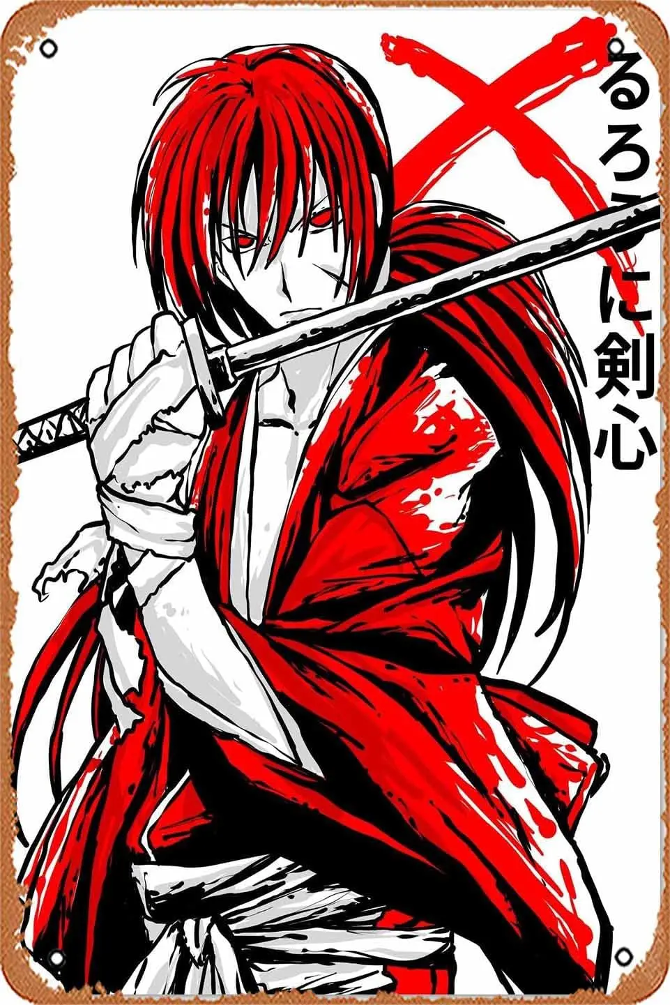 rurouni kenshin Vintage Comic Poster Tin Signs Wall Art Gift Bathroom Art Retro Anime Movie Metal Sign Coffee And Bar Film  sign