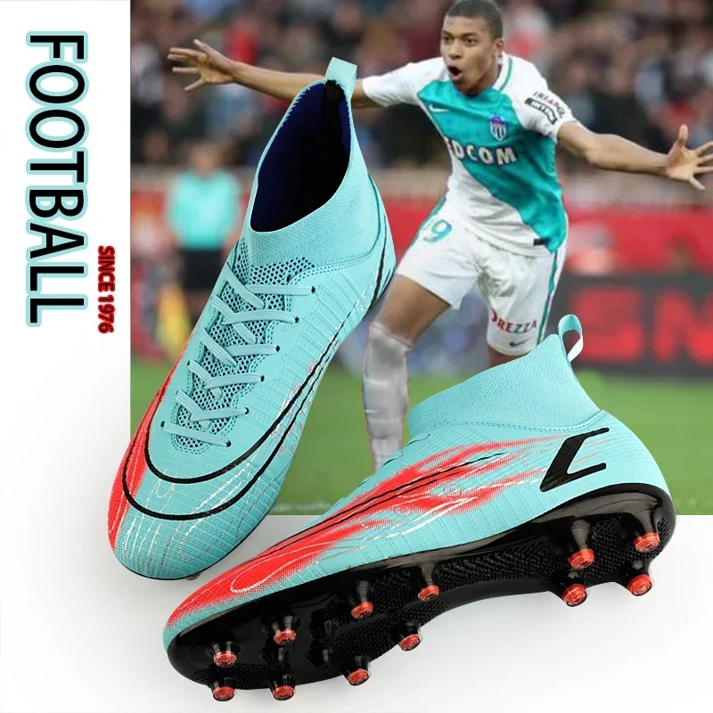 

FG/TF Soccer Shoes Men High Ankle Adult Professional Non-Slip Long Spike Football Boots Teenager Kids Soccer Training Sneakers
