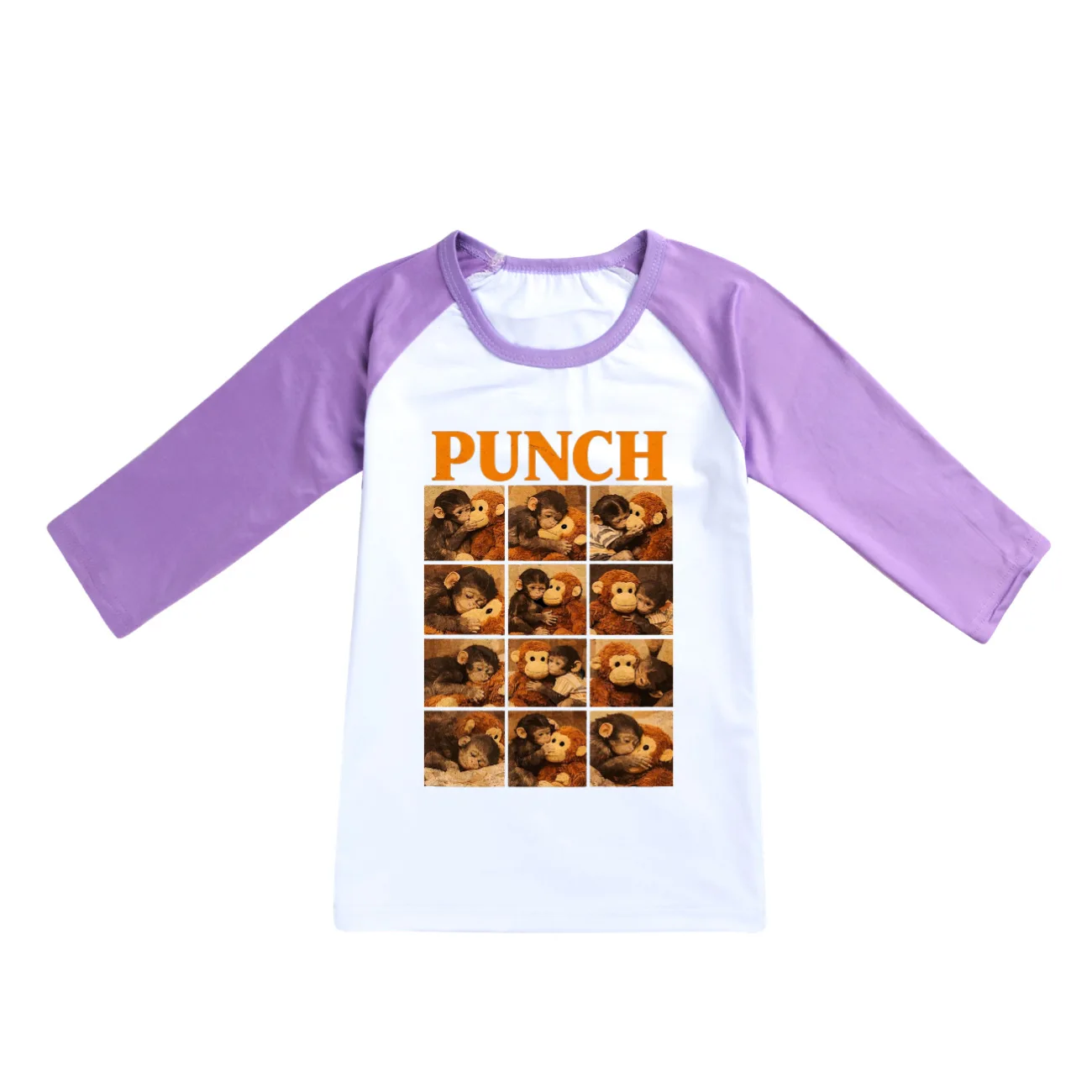 Punch Monkey Long Sleeved T-shirt for Kids Cute Anime Cartoon Tee Spring Autumn Boy Girl Children's Fashion Shirt Birthday Gift