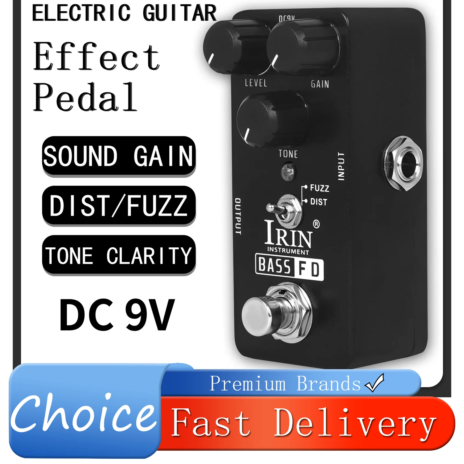 

Педаль эффектов IRIN RS-22 Bass Fuzz для бас-гитары, эффекты Full Gain Madness, True Bypass, аксессуары для электрогитары