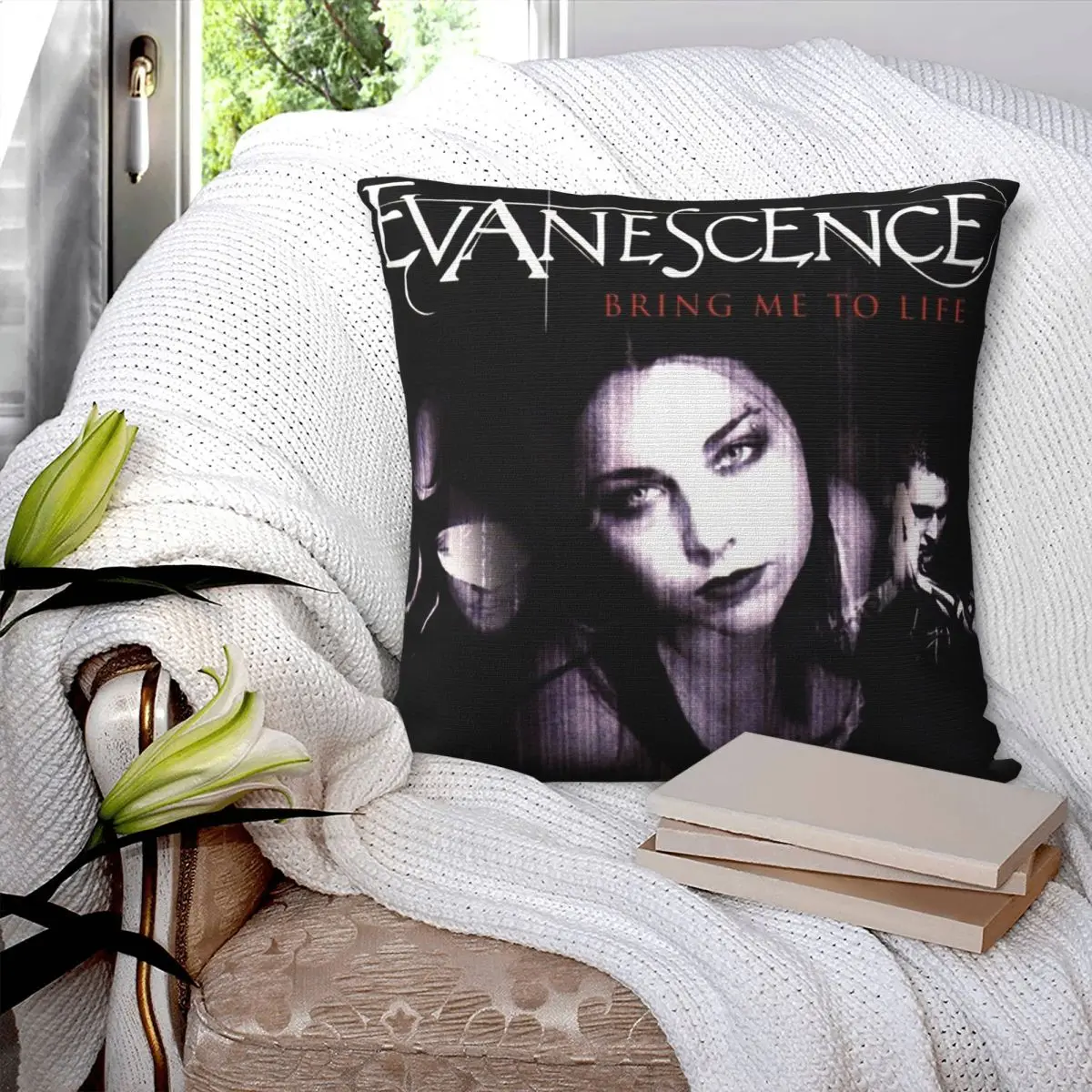 Music Evanescences Rock Band Square Pillowcase Cushion Cover Pillow Case Throw Pillow Cover for Home Sofa Living Room