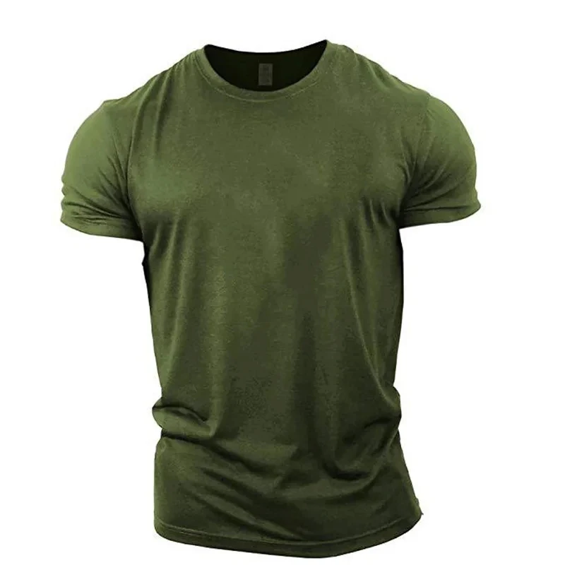 T-shirt verde militare da uomo manica corta estate sciolto Casual sport palestra Top girocollo tinta unita Big Size maschile Tee 6XL Top