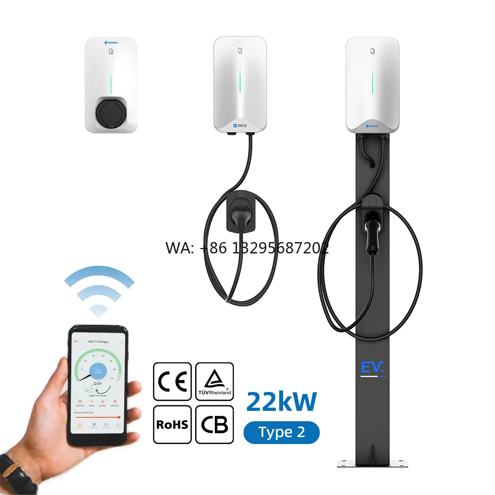 

Best Selling EV Charger Station 22kW 32A 3-Phase Fully Certification APP Wallbox Electric Vehicle Charging Pile for Apartment