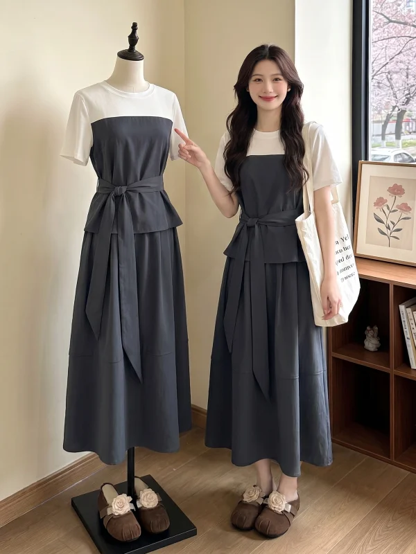 

plus Size Women's Summer Fashion Set Pear High Intelligence Commuting Short Sleeve Dress Ensemble Casual Comfortable Workwear