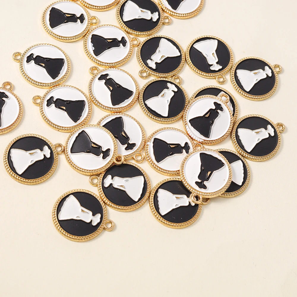 10pcs 20*23mm Enamel Elegant Women Charms for Necklace Pendant Earring DIY Women Girls Charms Handmade Jewelry Finding Making