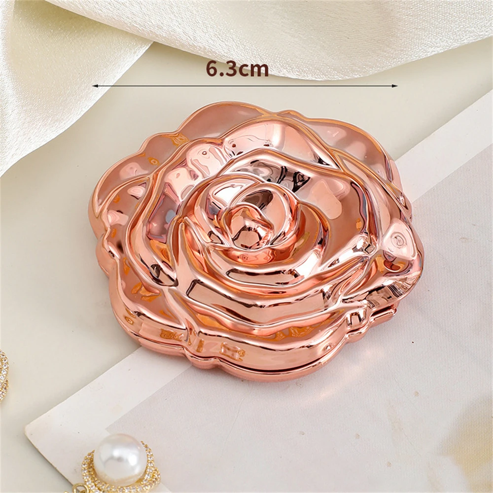 1pc Multicolor Electroplated Rose Folding Mirror Portable Makeup Mirror Exquisite For Women Pocket Handbag
