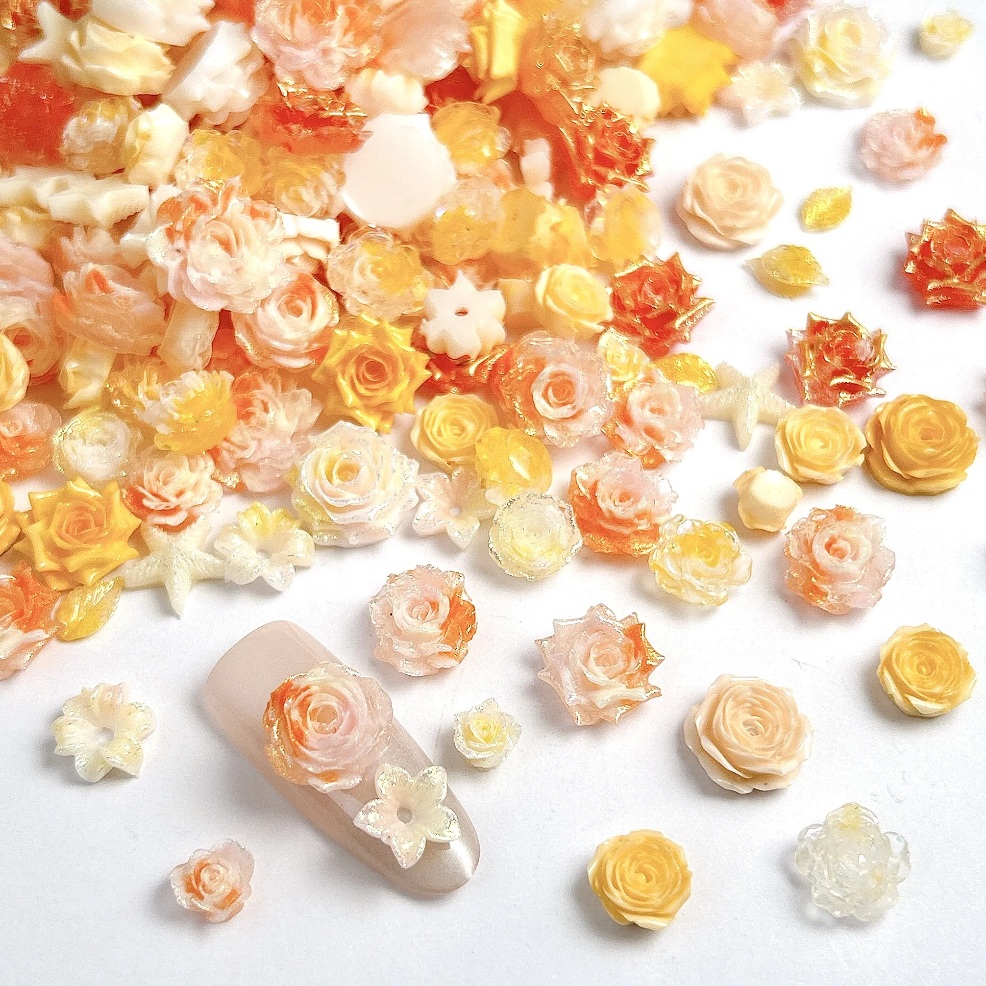 50 قطعة أنماط مختلفة الملونة القوس الفاوانيا الراتنج مسمار السحر الإبداعية لطيف الكلب كاميليا ستار مختلط مسمار الفن زينة DIY الأظافر