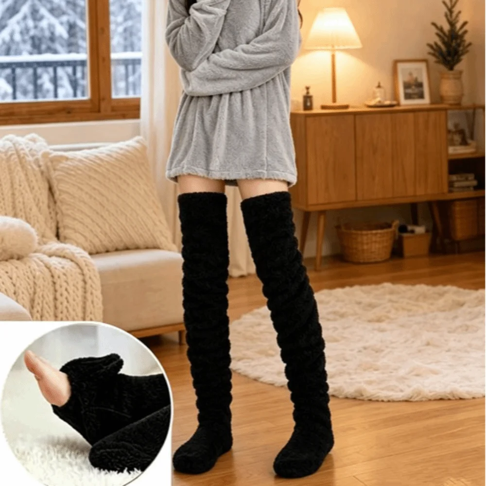 Warm Keeping Floor Socks Anti Slip Warm Lining House Socks Thick Soft Fleece Foot Warmer Floor Walking