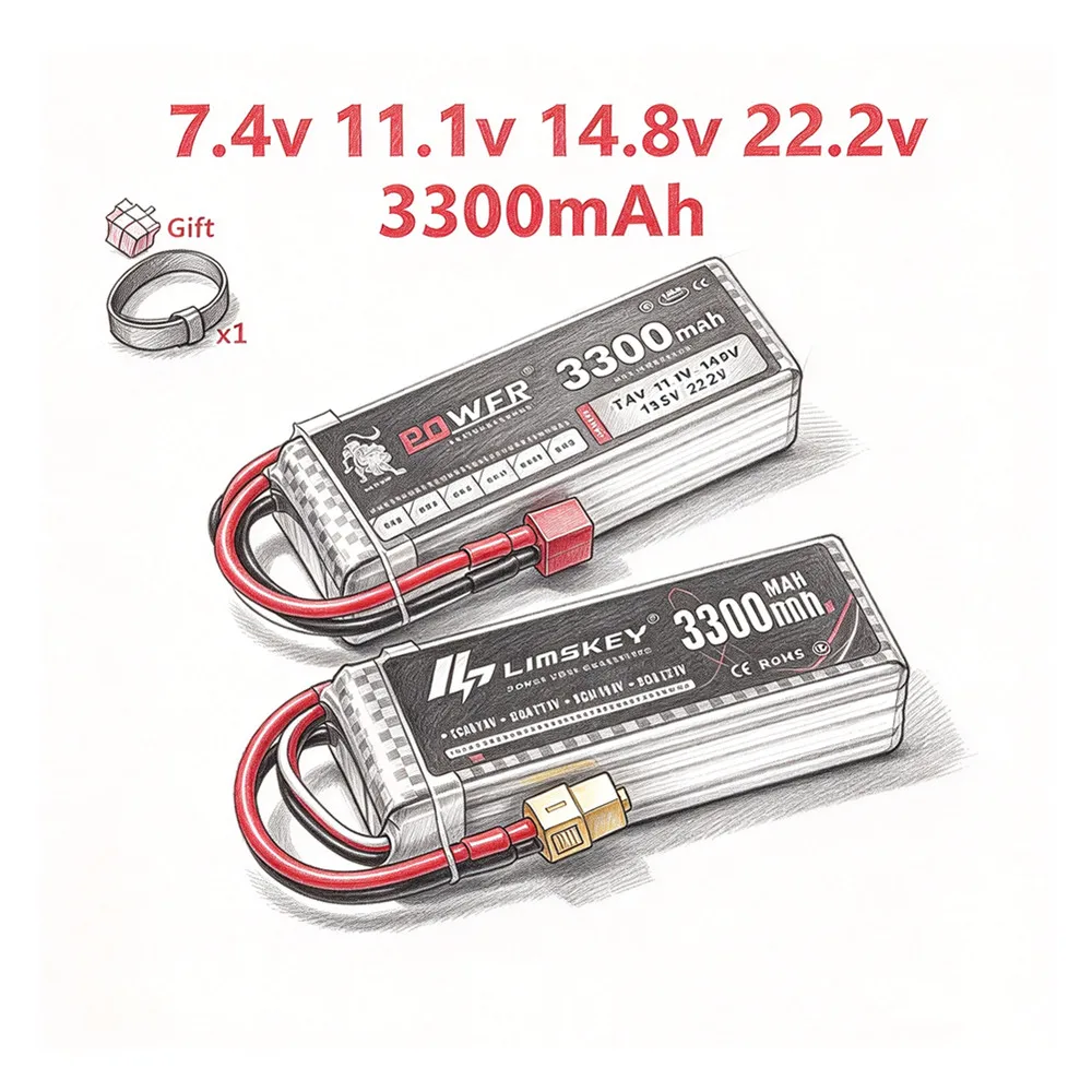3300MAH 60C 7.4V 11.1V 14.8V 22.2V Lipo Battery For RC Car Drone Quadcopter Boat 2S 3S 4S 6S Rechargeable Battery With T/XT60