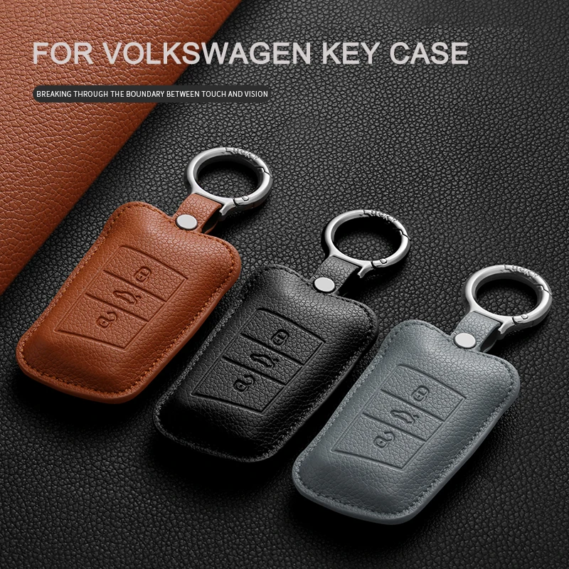 

Leather Car Key Case Cover For VW Polo Golf 7 MK7 Tiguan MK2 T-cross Passat For Skoda Octavia Kodiaq Karoq For Seat Ateca Leon