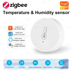 Tuya Zigbee Smart Temperature Humidity Sensor Indoor Hygrometer Controller Monitoring Work with Smart Speaker Alexa Google Home