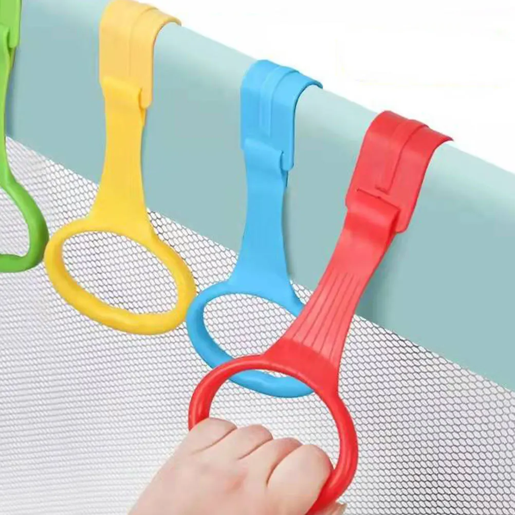 4Pcs Baby Infant Stand Up Pull Rings Crib Hanging Handles Toddler Bed Walking Assist Learning Accessories Baby Crib Pull Ring