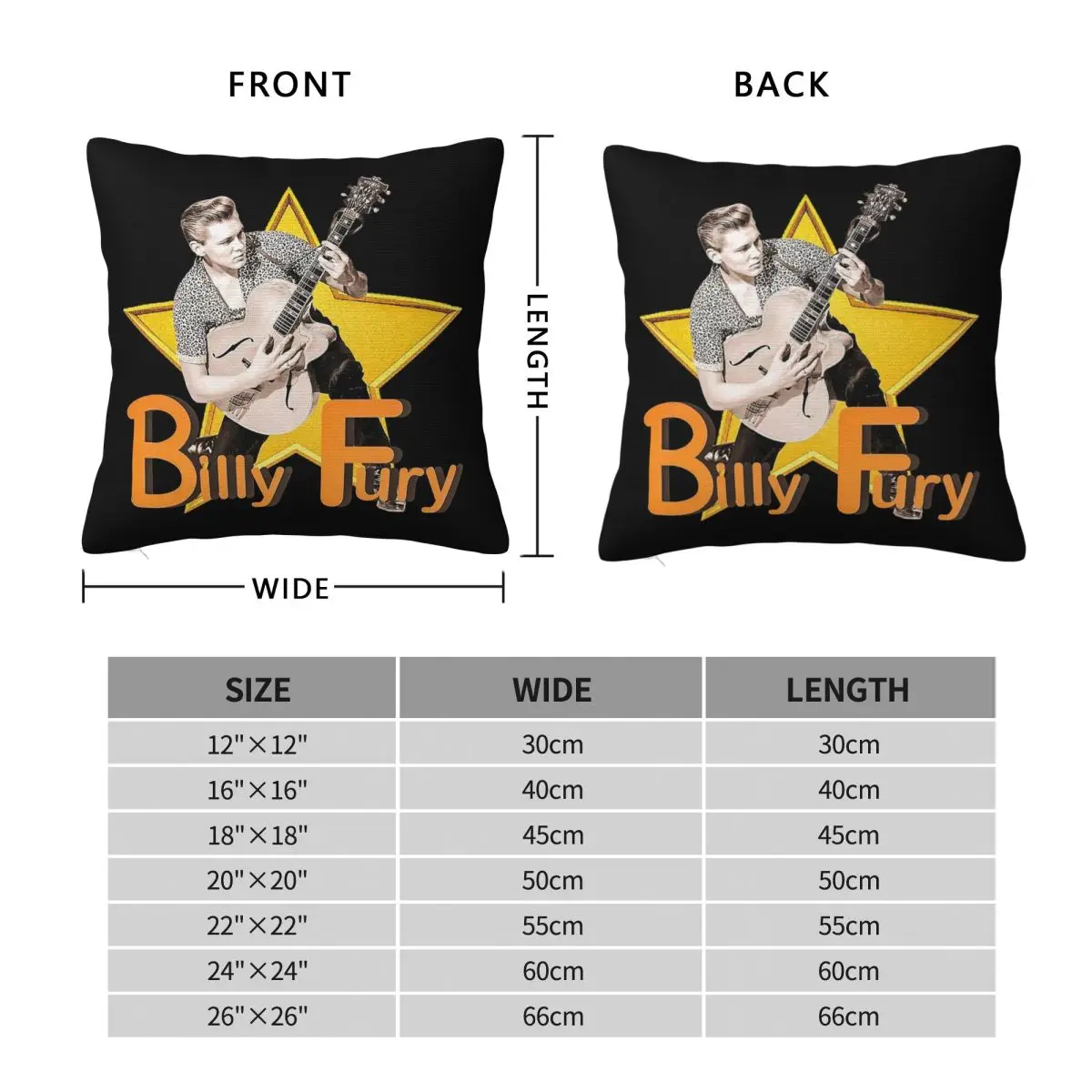 Billy Fury A Star Square Pillowcase Polyester Linen Velvet Printed Zip Decor Home Wholesale 45x45
