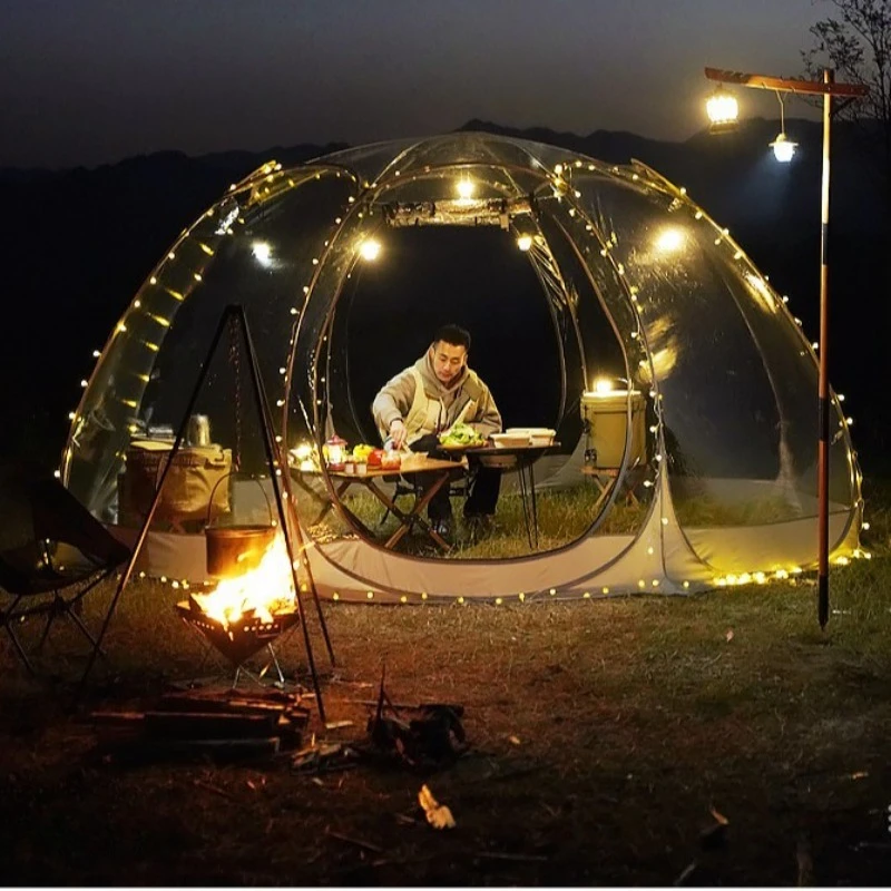 Spherical Transparent Camping Tent Outdoor Camp Trip Windproof Tent Keep Warm Rainproof Portable Waterproof Tents Equipment