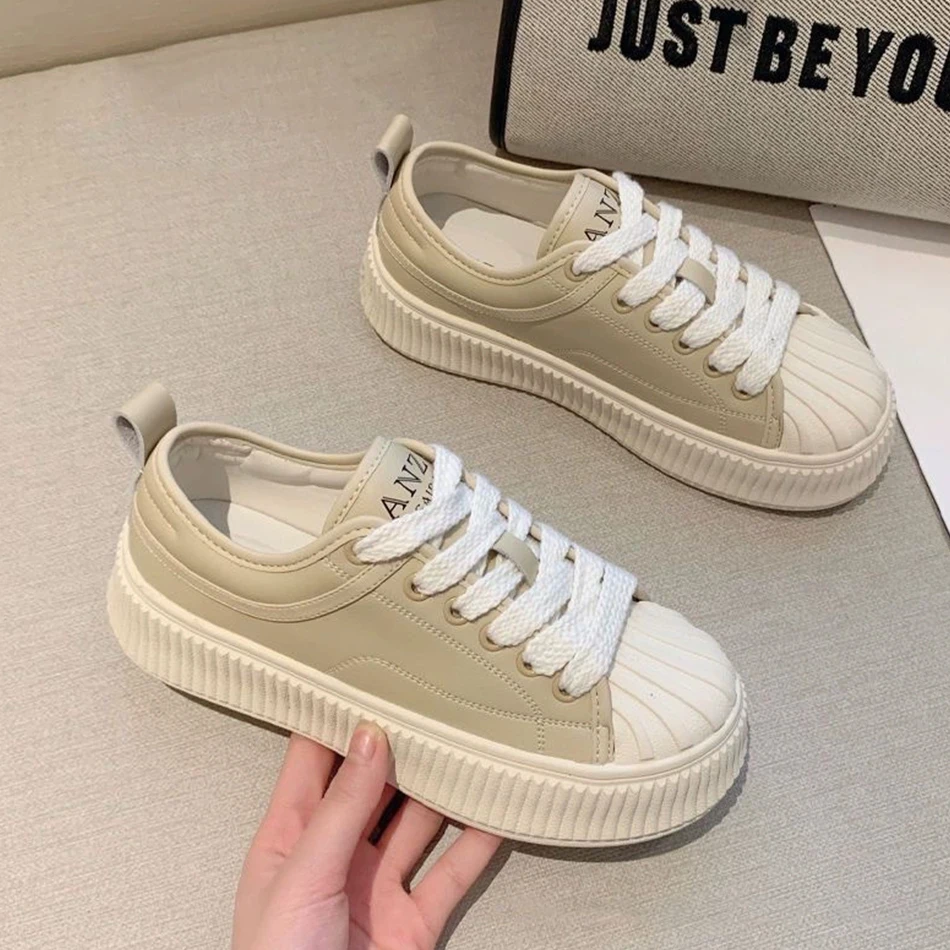 

Белые кроссовки Shell на весну/лето 2025 г. - Новые повседневные женские туфли с большой головкой на толстой подошве, мягкие и удобные ракушки.