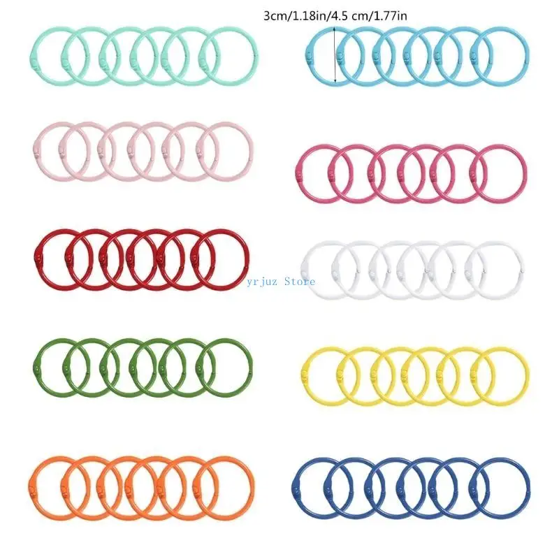 583d 60x/세트 30mm/45mm 오픈 카드 반지 키 체인 키 링 느슨한 잎 바인더 링