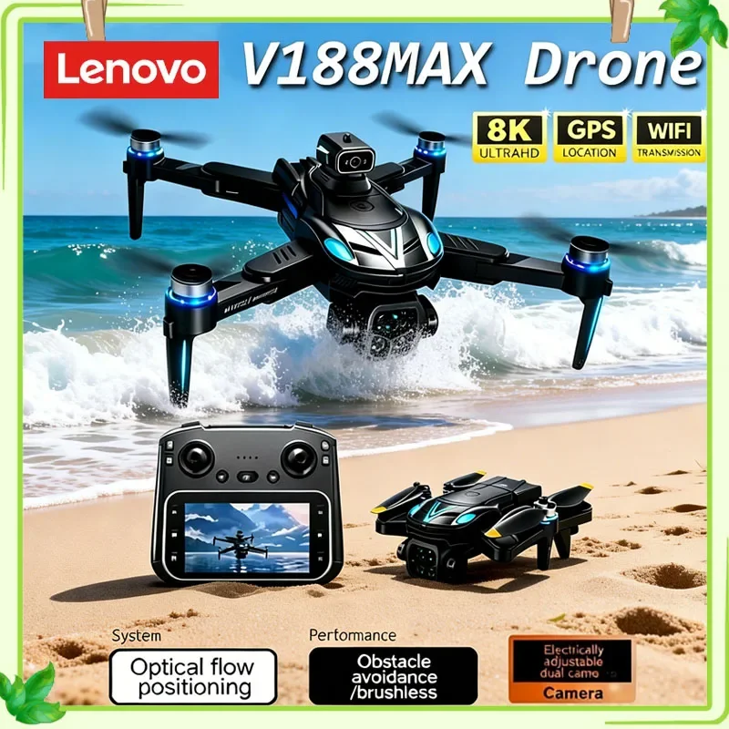

Lenovo V188 MAX GPS Drone 8K 4K Dual Camera 5G FPV Brushless Smart Obstacle Avoidance With Screen Remote Control RC Quadcopter