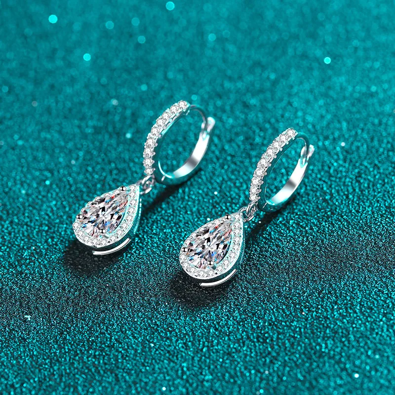 1CT D Color Moissanite Stud Earrings for Women Wedding, 925 Sterling Silver 18K White Gold Plated Luxury Bridal Jewelry