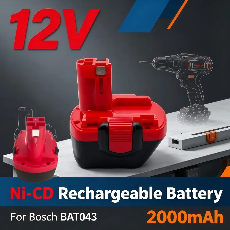2000mAh 12Volt Ni-CD Rechargeable Battery Pack Fit BAT043 3455 BAT139 PSB 12 VE Power Tools
